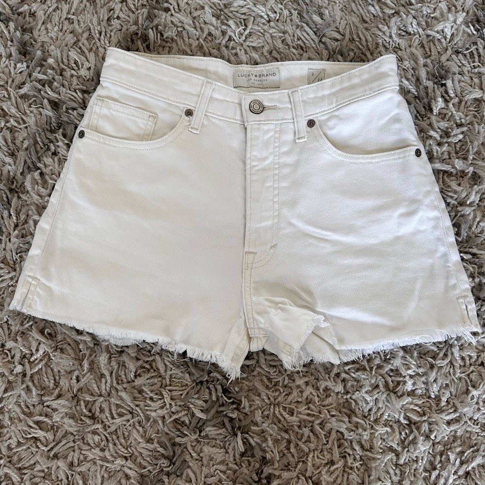 lucky brand white high waisted jean shorts